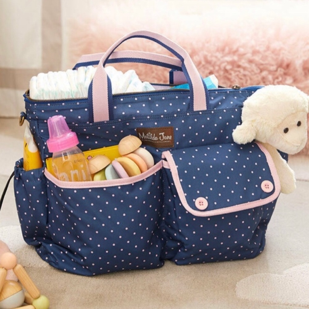 NEW Matilda Jane The Essentials Diaper Bag Polka Dot Navy Boutique Baby